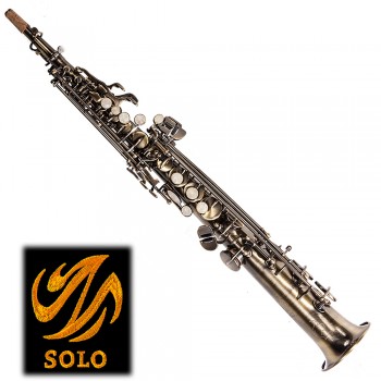 SOLO Bb Straight Soprano Saxophone - Antique Finish Body & Keys w/Two Mouthpieces 30A