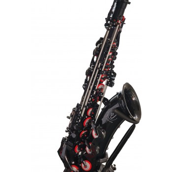 VIBRATO Bb TENOR SAXOPHONE - BLACK BODY-RED KEYS-BLACK PADS T1-BRB